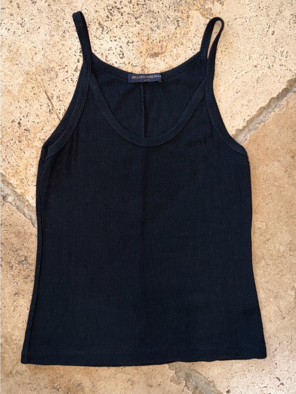 Brandy Melville Black Spaghetti Strap Ribbed Tank OS